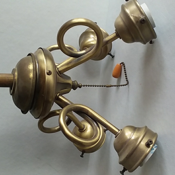 Vintage Brass Ceiling Light Fixture - Picture 4 of 11